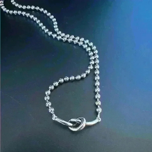 Chunky Knot Necklace - Silver Layering Y2k Jewelry - Ball Chain Necklace - Picture 1 of 1